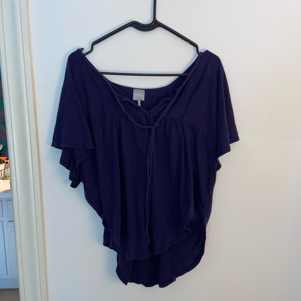 Bobi Navy Blue Poncho Style Top